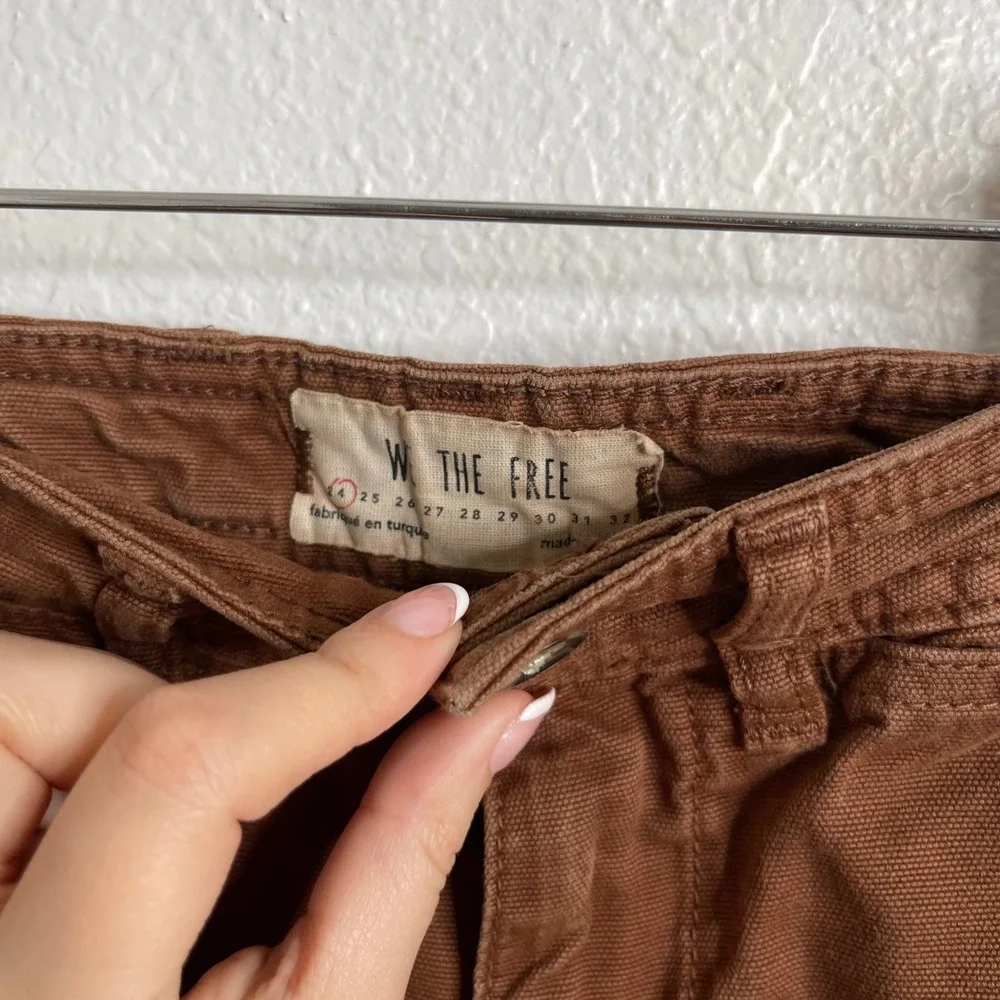 We The Free Free People Brown‎ Wide Leg Utility Pants High Rise Size 24 Cotton